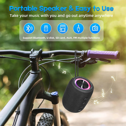 Portable Bluetooth Speaker, BT5.3 Wireless Speaker 20W Bass Diaphragms with Multi LED Light Dynamic Modes, IPX6 Waterproof 16H Playtime supports F...