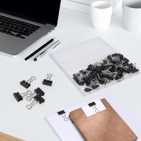 60 Pcs Small Binder Clips 3/4 Inch Length, Black Small Paper Clips for Office, Standard SIze...