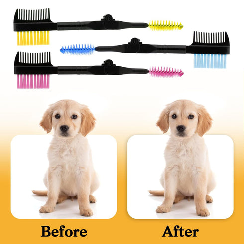 3 Pcs Dog Tear Stain Comb, Dog Eye Comb, Pet Tear Marks Brush, Eye Cleaning Comb Pets Grooming Combs, Removing Crust Mucus and Flea...