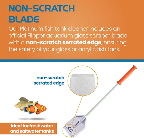 FL!PPER Platinum Aquarium Algae Scraper (12", Nano) - Aquarium Glass Cleaner Tool with Serrated Blade - Algae Remover for Fish Tank Scraper for Gl...