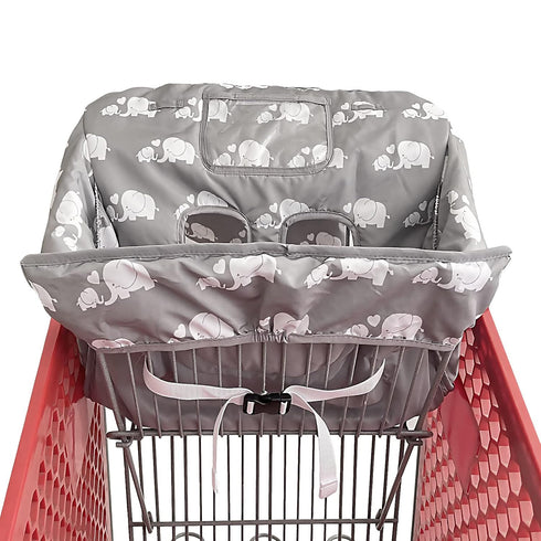 2-in-1 Shopping Cart and High Chair Cover for Baby, Padded Cover, Fold'n Roll Style, Portable with Carry Bag (Gray without Pillow)...