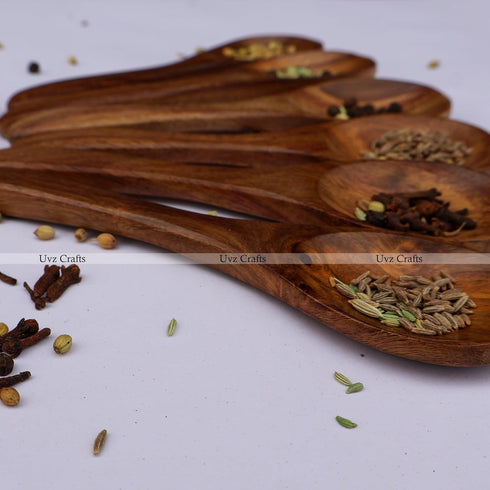 Wooden Small Spoons for Spices, Sugar Jar/Bowl, Spice Jar, Herbs, Salt, Condiments, Tea, and Coffee - Wooden Teaspoon, Wood Small Scoop for Bath S...