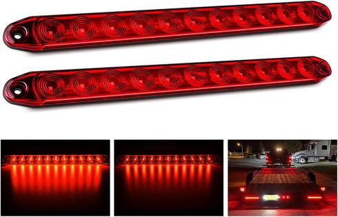 Nilight 2PCS 16Inch 11 LED Red Trailer Light Bar for Parking Stop Turn Signals Tail Brake DOT Compliant IP65 Waterproof Truck ID Marker...