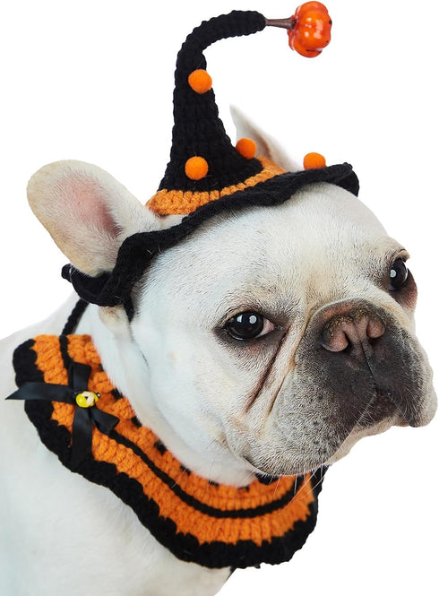 Cat Halloween Hats Handmade Crochet Pet Hat Dog Halloween Master Costumes Cap Cat Cute Accessory for Dogs Cats Pets Hat (S)...