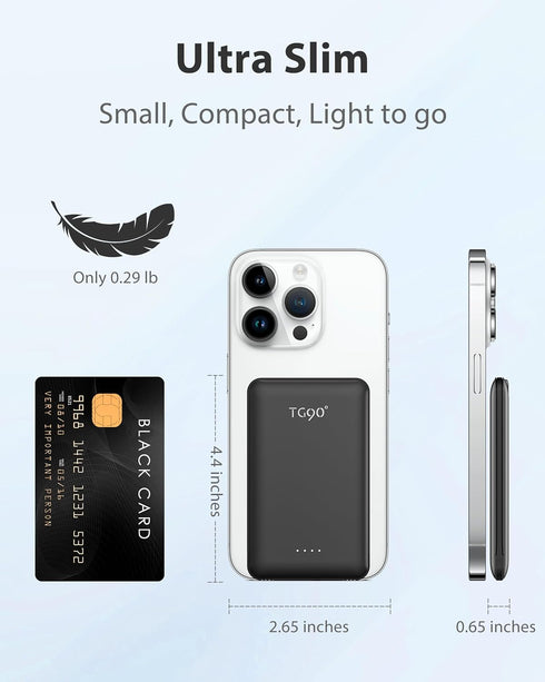 TG90° Power Bank Portable Phone Charger, 5000mAh Lightweight Battery Pack with Built-in AC Wall Plug and Cables, Ultra Mini Battery Charger Compat...