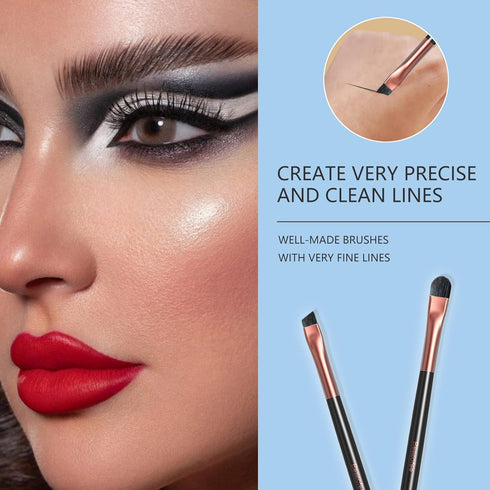 Eyeliner Brush Set Bent Gel Liner Makeup Brushes Angled Line Brush Fine Point Brush Precision Detail Eyeliner Brush with Cruelty Free Bristles Per...