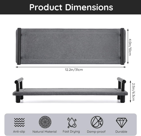 Segbeauty Kitchen Sink Organizer, Instant Dry Sink Caddy Stone Drying Mat with Handle, Diatomaceous Earth Fast Drying Stone Vanity Tray Bathroom S...