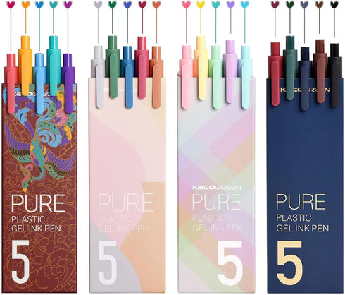 Kaco Gel Pens 20 Assorted Color Ink 0.5mm Fine Point, Cute Stationery Journaling Note Taking Pens Retractable Office School Supplies...