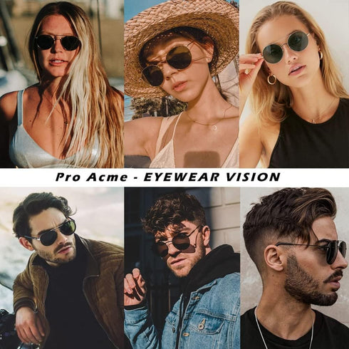 Pro Acme Double Bridge Round Sunglasses for Women Men 100% Crystal Real Glass Lens Retro UV400 Protection...