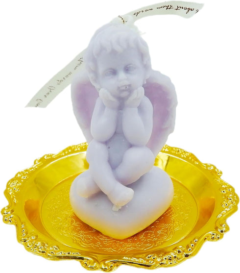 2 Angel Soy Wax Candle 2 Golden Candlestick Tray,Cute Decorative Candles,Scented Candles for Women;Home Decoration;Spa;Relaxation,Aesthetic Candle...