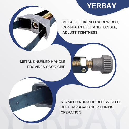 Yerbay Adjustable Oil Filter Wrench Removal Tool 60-120mm Diameter Adjustable Cap Spanner Strap Wrench Repair tool for Motorcycle Car...