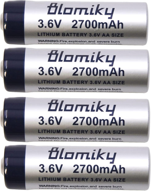Blomiky 4 Pack 3.6V 2700mAh ER14505 Lithium AA Size Li-SOCL2 Battery for Smart Electronic Sensor Gas Water Meter 14505 4...