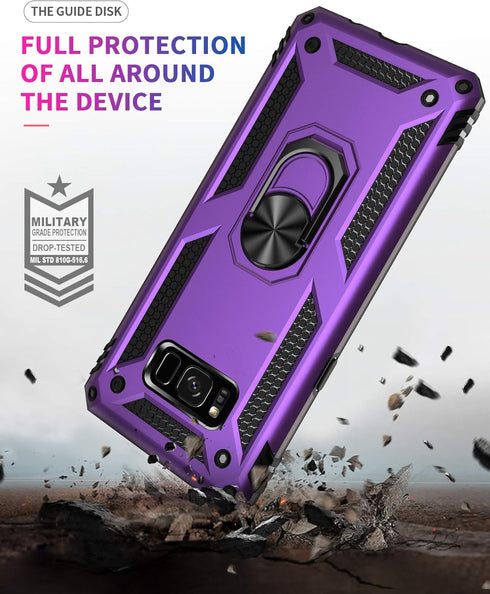 Samsung Galaxy S8 Plus Case with HD Screen Protectors, Androgate Military-Grade Metal Ring Holder Kickstand 15ft Drop Tested Shockproof Cover Case...