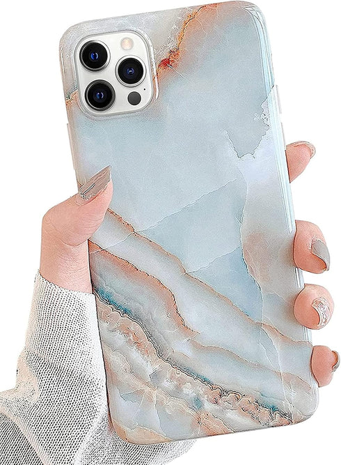 J.west Case Compatiable with iPhone 13 Pro Max 6.7 inch,Unique Grey Marble Print Pattern Agate Slice Stone Design Soft TPU Slim Fit Protective Pho...