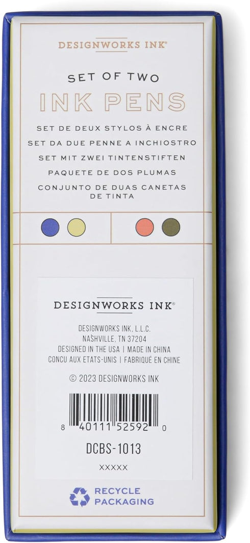 DesignWorks Ink Luxury Color Block Giftable Pens - Set of 2 - Cobalt + Army Green...