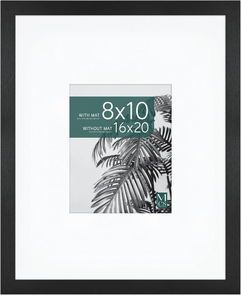 MCS Studio Gallery 16x20 Matted Photo Frame with 8x10 Picture Display, Black Woodgrain Vertical & Horizontal Wall Hanging Large Picture Frame for ...
