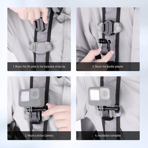 Neewer Backpack Strap Mount Adapter Kit Compatible with Peak Design Capture Clip V3 GoPro Insta360 AKASO DJI Osmo Action Camera Cage, Quick Releas...