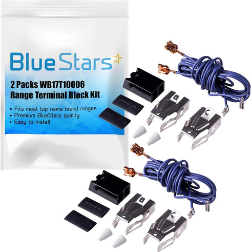 Ultra Durable WB17T10006 Range Surface Burner Terminal Block Kit Replacement Part by BlueStars – Exact Fit for GE Kenmore Hotpoint Ranges/Stoves/Ovens - Replaces AP3203326 WB17K10003 - Pack of 2