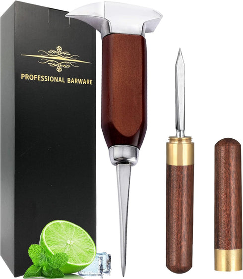 Ice Pick - 17cm / 7" Stainless Steel Ice Chipper with Wood Handle, Japanese Style Ice Crusher ideal for Bars, Bartender. Best Carving Tool (7 inch...