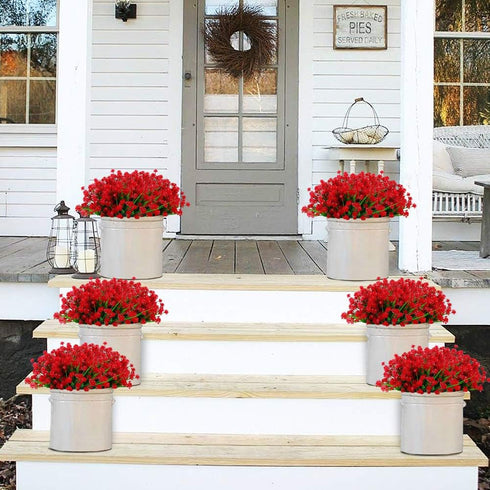 GREENRAIN 6 Bundles Artificial Flowers Lotus Outdoor Fake Flowers for Decoration UV Resistant No Fade Faux Plastic Plants Garden Porch Window Box ...
