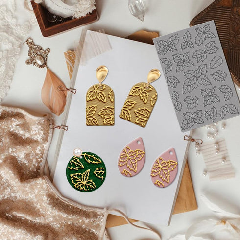 CHGCRAFT Rubber Polymer Clay Texture Sheet Leaf Clay Stamp Sheet for Crafts for DIY Clay Jewelry and Earrings Making Clay Mat...