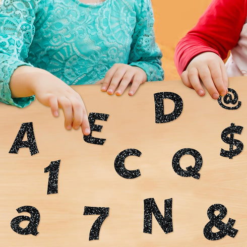72 Pcs 4 Inch Glitter Bulletin Board Letters Chalkboard Classroom Letters Poster Cut Out Letters for Bulletin Boards with Adhesive Dot Alphabet 0-...