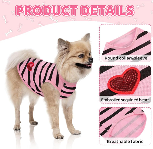 Queenmore Dogs Cats Cotton Vest,Dog Striped T-Shirt,Soft Cool TShirts Sleeveless Stripe Vests for Small Medium and Large Dogs&Cats...