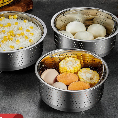 Luxshiny Rice Cooker Rice Cooker Rice Cooker Steamer Basket with Handle Legs Vegetable Steamer Insert Stainless Steel for Steaming Food Meat Fish ...