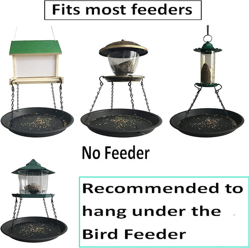 12.8" Platform Bird Feeder,Large Hanging Tray Squirrel Feeder,Wild Bird Seed Catcher Tray,Bird Viewing,for Attracting Birds Outdoors,Yard Garden,B...