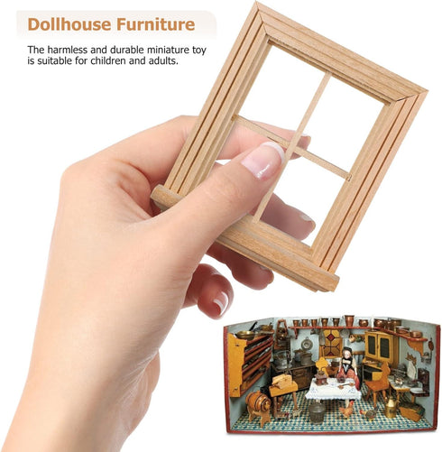 Toyvian 2 Pcs Dollhouse Wooden Windows Miniature Window Frame 1 12 Dollhouse Furniture Mini Window Tiny Wooden Window Models Window Ornaments for ...
