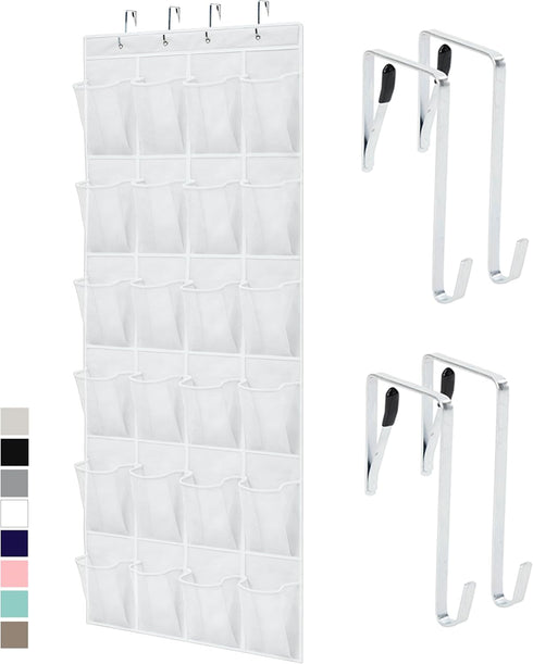 GORILLA GRIP Over the Door Shoe Organizer, 24 Large Breathable Mesh Pockets, Space Saving Hanging Storage Holder, Closet Rack Hanger Holds Up to 4...
