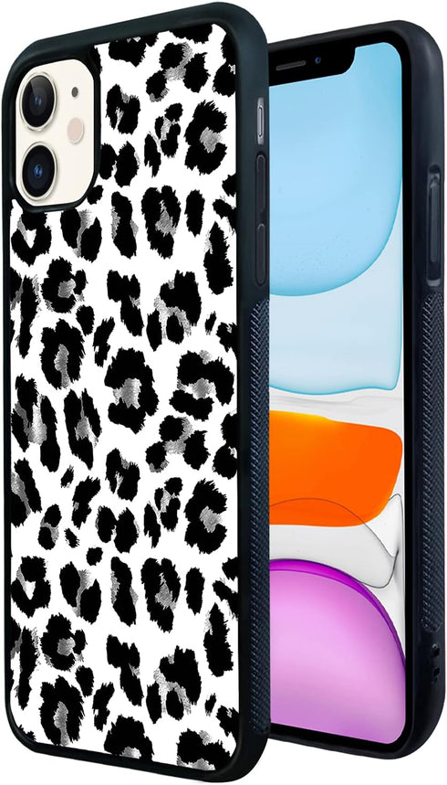 Black Leopard iPhone 13/14 Case - 6.1 Inch Blcak Leopard iPhone Case, Non-Slip Pattern Design and Shock Absorption, Soft Silica Gel Frame Support ...