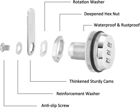 Lpraer Combination Cam Lock Security Locks Set of 2 Password Coded Locks for Safety of Box Cabinet Drawer Mailbox Door Furniture (1-1/8 Inch, Silv...