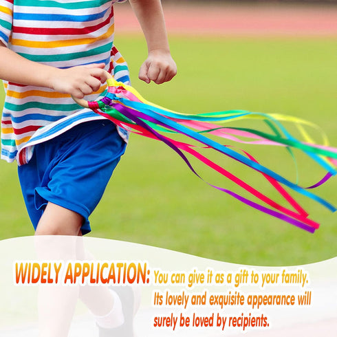 6 Pieces Ribbon Hand Kite Montessori Hand Kite Toy Creative Waldorf Toy Ribbon Streamer with Wood Ring Rainbow Wind Wand Learning Educational Hand...
