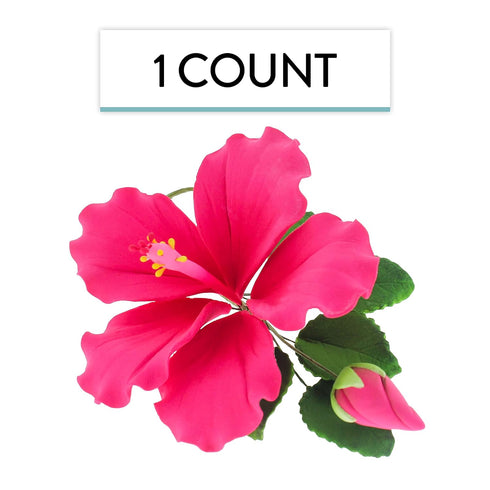 Global Sugar Art Hibiscus Sugar Cake Flowers Spray, Hot Pink Hawaiian Cake Flower Large, 1 Count by Chef Alan Tetreault...