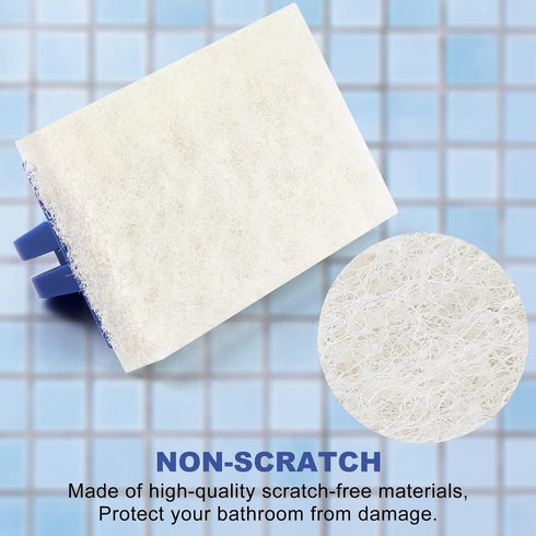Handled Bath Scrubber, Bathroom Scouring Pad, Heavy Duty Cleaning Sponge Scrub Brush, Non-Scratch Remove Soap Scum, for Cleaning Shower Tile Batht...
