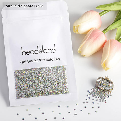 beadsland Flat Back Crystal Rhinestones Round Gems for Nail Art and Craft Glue Fix, CrystalAB (2.3-2.5mm) SS8/1440pcs...