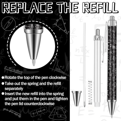 48 Pcs Math Ballpoint Pen Back to School Party Favor Black Ink Retractable Ballpoint Pens for Teacher's Day Gifts Students Party Supplies Office H...