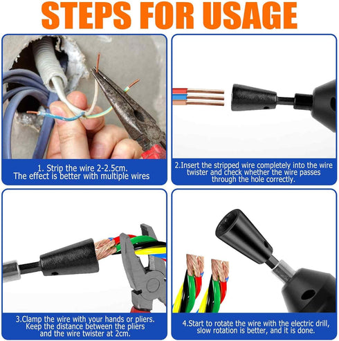 Wire Twister Tool for Drill, 2PCS Upgrades Wire Nut Twister for Drill 6MM Hex Shank Cable Wire Twisting Tool Wire Connector Wire Stripping Twistin...