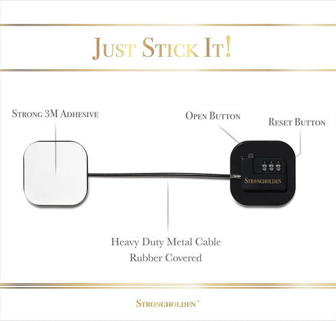 Strongholden Refrigerator Lock Combination, Keyless, Child Proof - Black & Square...