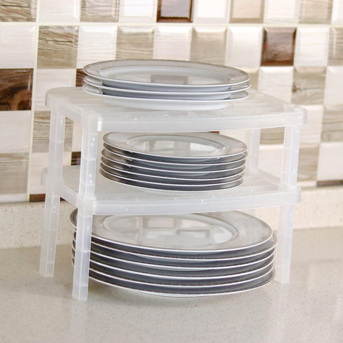 DecoBella Stackable Shelves for Cabinets and Countertop, Storage Organizer 2 Layer Shelves for Undersink, Pantry, Kitchen, Bathroom, Laundry Room,...
