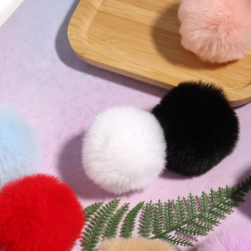 SUSULU White Pom Poms for Crafts,Small White Pom Pom Balls,Faux Fur Pompom with Tiny Cord for Hat Shoes Garment Accessories 2.8in Pack of 6...