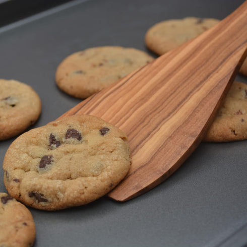 olive wood spatula for cooking | wooden scraping spoon with flat bottom edge | Beautiful Wooden Spatula turner ideal for nonstick cookware, stirri...