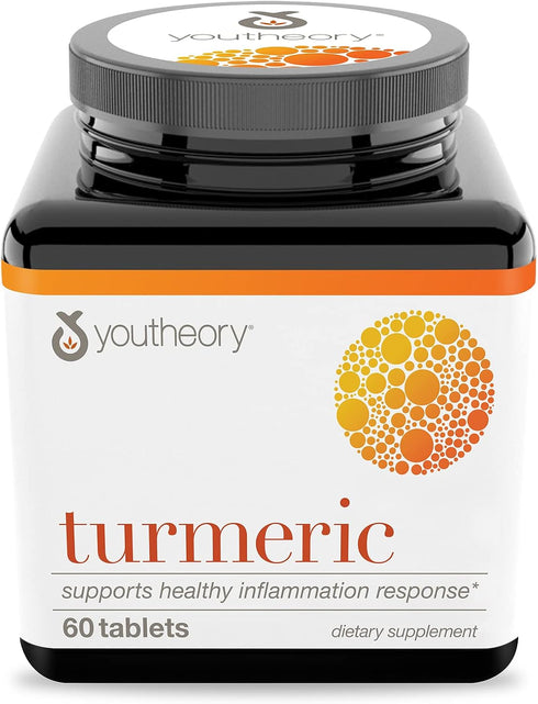 Youtheory Turmeric Curcumin Supplement with Black Pepper BioPerine, Powerful Antioxidant Properties for Joint & Healthy Inflammation Support, 60 T...