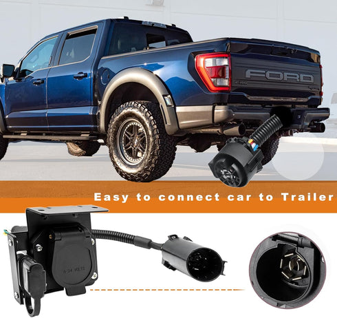 Multi-Tow 7 Pin to 7-Way Blade and 4-Way Flat Trailer Wiring Adapter for Ford, GM, Dodge Vehicles, Factory Tow Package and USCAR 7 Way Socket Requ...