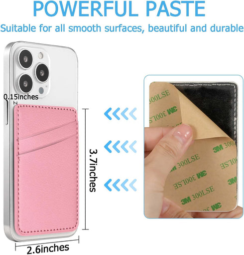 Leather Phone Card Holder Phone Wallet, Stick Back Phone Wallet Sticker Stylish Phone Case Credit Card Holder, Suitable for iPhone, Samsung, Andro...