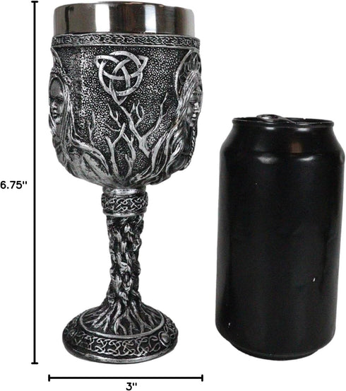 Ebros Celestial Celtic Triple Goddess Maiden Mother Crone Pagan Wiccan Wine Drink Goblet Chalice Figurine Wicca Occult Decor Home Kitchen And Dini...