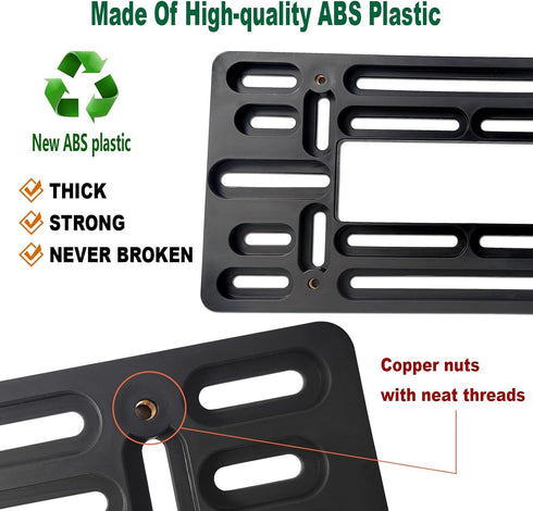 Aootf Front License Plate Mounting Kit- License Plate Bracket & Black Aluminum Car Tag Holder Cover Fit No Drilling Hole Front Bumper, Universal A...