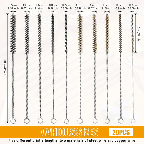 Wire Tube Brushes for Cleaning Pipe Tube Brass Brush Stainless Steel Round Wire Brush Brass Pipe Cleaning Brush Wire Pipe Cleaner Brush for Auto P...