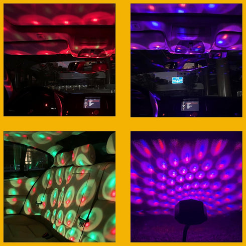 USB Star Night Light Projector, Portable Car Roof Sound Activated Atmosphere Lamp, Adjustable Auto Interior Atmosphere Decorative Light for Vehicl...